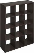 Furinno Simple Cube Storage Organizer, 12-Cube Display Shelf, Open Back Shelving Unit, Storage Shelves, Extra Thick Frame, for Organization and Storage, Living Room, Home Office, Dark Oak by Furinno-FitsYourSpaceFitsYourBudget