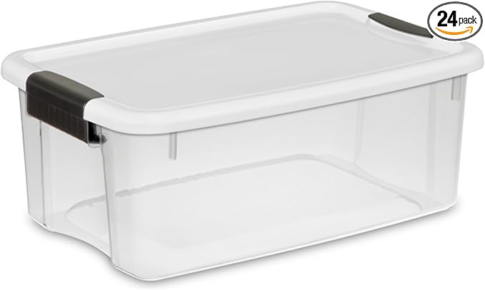 Sterilite 24-Pack Ultra Latching Box, Storage Bins with Lids, Clear Plastic, 18 Quart - Heavy-Duty Organizing Containers for Closet, Bathroom, and Office by Sterilite