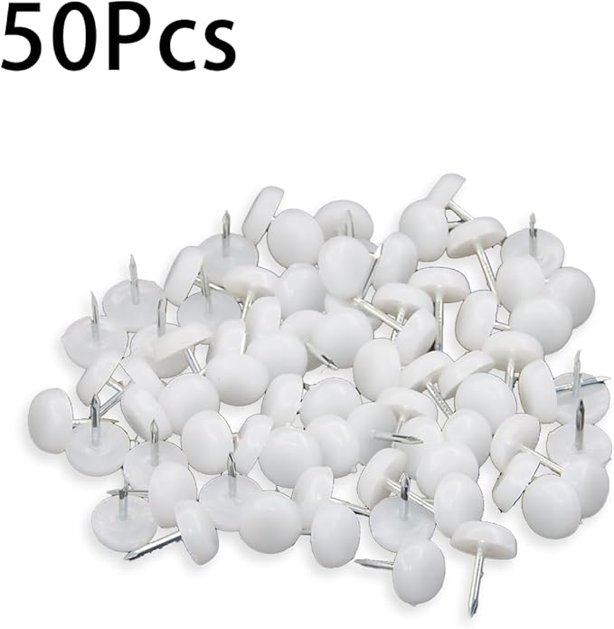 50 Pcs Furniture Feet Nail Plastic Glide Nails Round Chair Table Leg Protector Pads 0.47×0.47inch White - Image 3