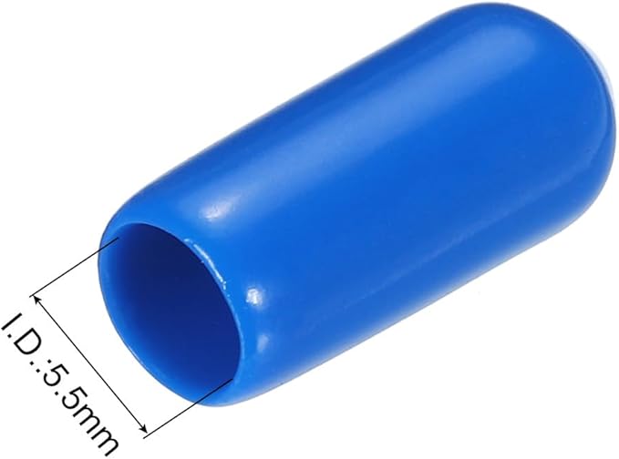 uxcell 20pcs Rubber End Caps 5.5mm ID Vinyl PVC Round Tube Bolt Cap Cover Screw Thread Protectors Blue - Image 3