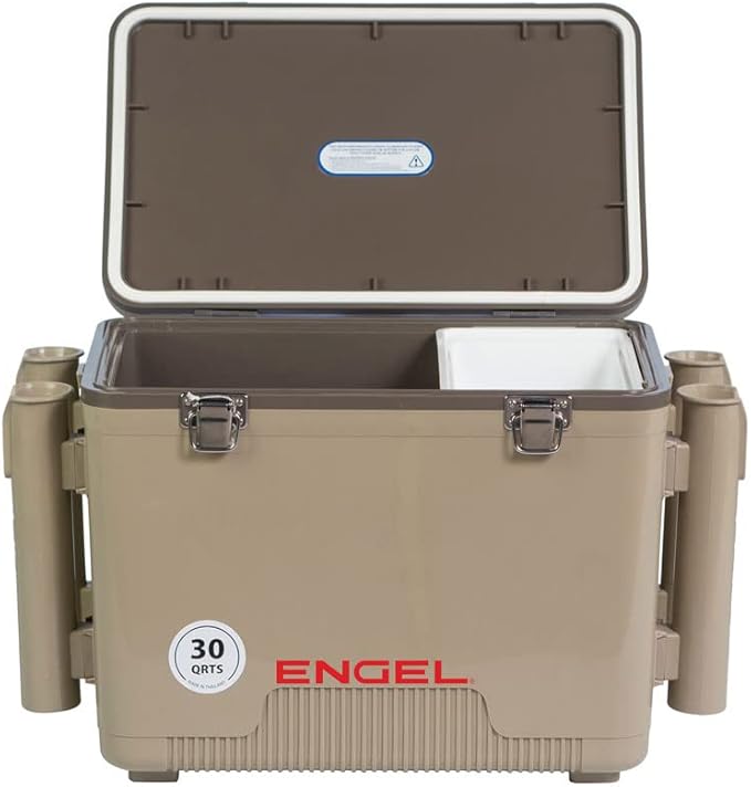 Engel UC30 30qt Leak-Proof, Air Tight, Fishing Drybox Cooler with Built-in Fishing Rod Holders, Also Makes The Perfect Hard Shell Lunchbox for Men and Women in White - Image 3