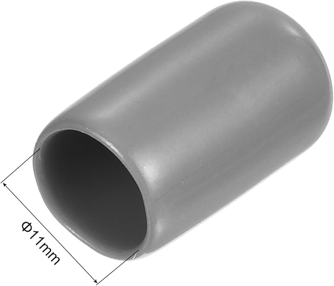 uxcell 20pcs Rubber End Caps Protective Caps 11mm ID Vinyl PVC Round Tube Bolt Cap Cover Screw Thread Protectors, Light Grey - Image 3