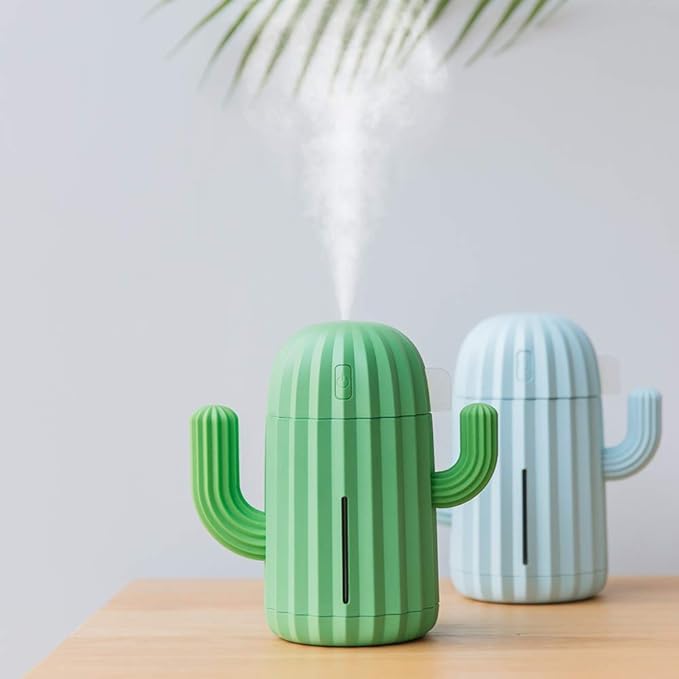 Mini Humidifier Single Room Humidifiers with Night Light Portable Cactus Air humidifier for for Yoga, Office, spa, Bedroom，Baby Room，Silica Gel Diffuser for tap Water only (Blue) - Image 7