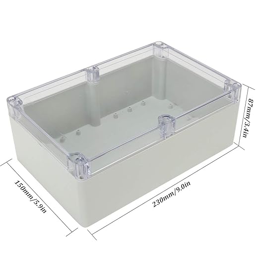 ABS Plastic Junction Box, Dustproof Waterproof IP65 Electrical Enclosure Box - Universal Project Enclosure Grey, with PC Transparent/Clear Cover 9"x5.9"x3.4"(230mm x 150mmx 87mm) - Image 2
