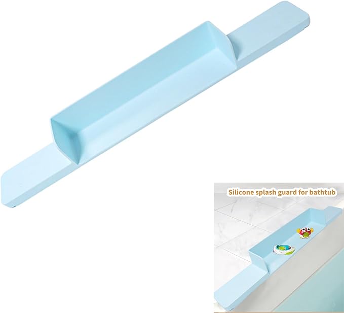Silicone Splashing Guard with 7 Suction Cups for Bath Time Water Barrier Bathroom Organizers - Image 2