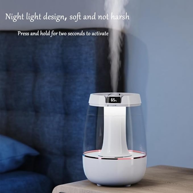Humidifier for Bedroom,3 Liter Cool Mist Humidifier, Silent dual-nozzle humidification with a soothing night light. Water Shortage Auto Shut Off, For Large Rooms,Nurseries and Plants - Image 6