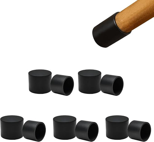 10 Pcs 1" (26 mm) Round Chair Leg Tips Caps, Silicone Rubber Furniture Leg Floor Protectors, Reduce Noise Folding Metal Chair Leg Cap Replacement for Bar Stool Leg Patio Indoor, Black by BOPOREAE