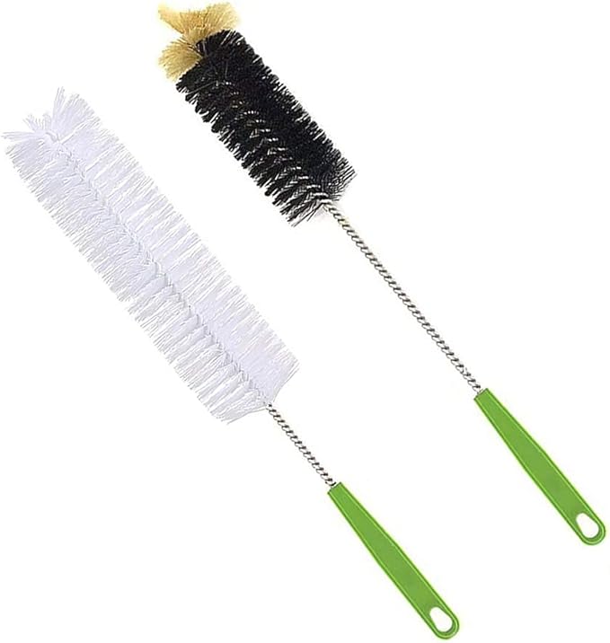 Long Bottle Brush, 17 in Bendable Cleaner Brushes for Cleaning Neck Beer Bottles, Wine, Baby Bottles, Water Bottles, Tumblers, Flask, Bird Feeder, Vase, Pipes and Brewing Supplies Black + White/2Pack by Haomaomao