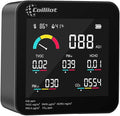 Air Quality Monitor Indoor – CO2 Detector, VOC Meter and AQI Tester Tracks TVOC, HCHO, PM2.5 & PM10 with Temperature & Humidity Sensor for Home Office (Black) by Coiliiot