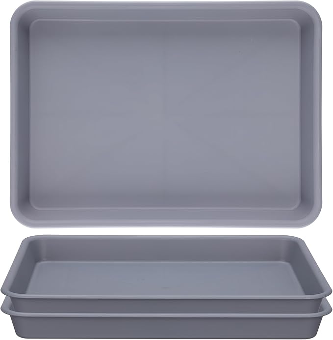 GREANER Grey Plastic Trays 11 Inch, UV Resistant Plant Pot Saucers for Indoor & Outdoor Use, Drip Trays for Potted Plants(Pack of 3) by GREANER