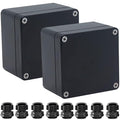 2 Packs Junction Box IP65 Waterproof ABS Plastic Electrical Project Case Power Junction Boxes, Project Box with 8 PCS M16 Cable Glands 3.27x3.19x2.2inch (83 x 81 x 56 mm) by Otdorpatio