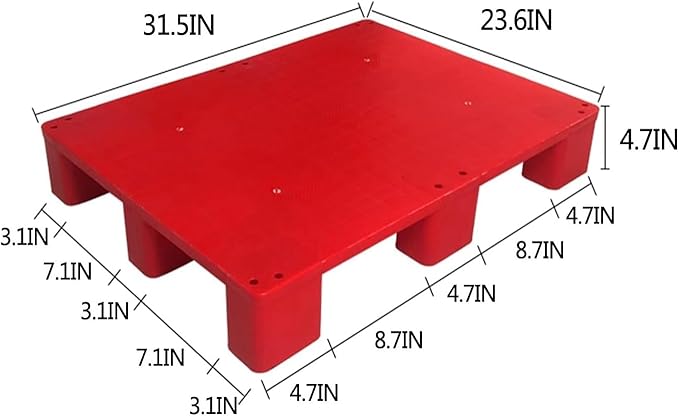 Waterproof Grid Ventilation Floor Pallet Small Warehouse Moisture Barrier Plastic Pallets Moisture Resistant for Logistics and Warehousing, Transportation Facilities(Red-5 Set,31.5x23.6x4.7in) - Image 2