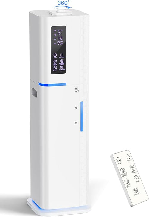 10L/2.64Gal Humidifiers for Bedroom, Top Fill Quiet Ultrasonic Cool Mist Humidifier Large Room, Covers 550ft², 60H Runtime, 24H Timer, 3 Mist Modes Humidifiers for Home, Office, Plants, White by Zeova