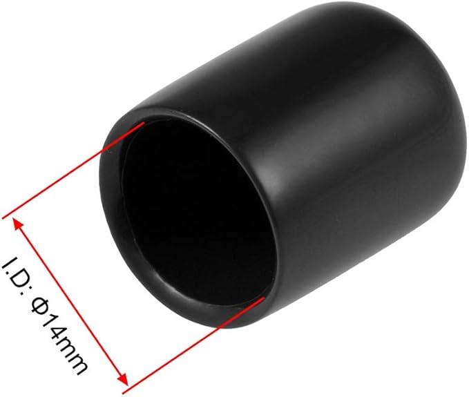 uxcell 20pcs Rubber End Caps 14mm ID Vinyl Round Tube Bolt Cap Cover Thread Protectors Black - Image 3