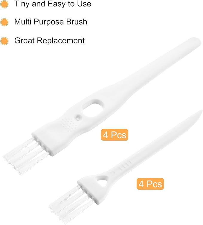 MECCANIXITY Shaver Cleaning Brush Tools with White Handle White Nylon Bristles 2 Sizes for Keyboard, Window Track, Vent Outlet, Home, Office, 8 Pack - Image 3