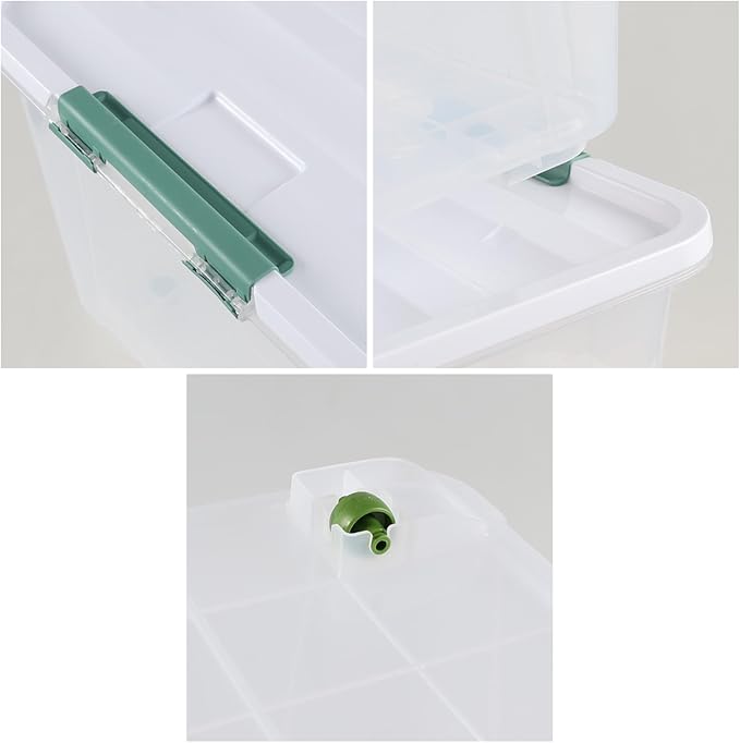 80 L Large Plastic Storage Bins with Lids, 4 Pack Wheeled Clear Storage tote with Latch Handle - Image 3