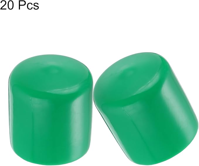 uxcell 20pcs Rubber End Caps 37mm(1 7/16") ID Vinyl PVC Round Tube Bolt Cap Cover Screw Thread Protectors Dark Green - Image 2