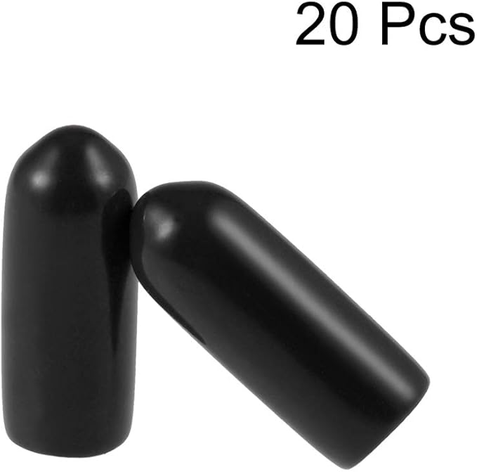 uxcell 20pcs Rubber End Caps 4.5mm ID Vinyl Round Tube Bolt Cap Cover Thread Protectors Black - Image 2