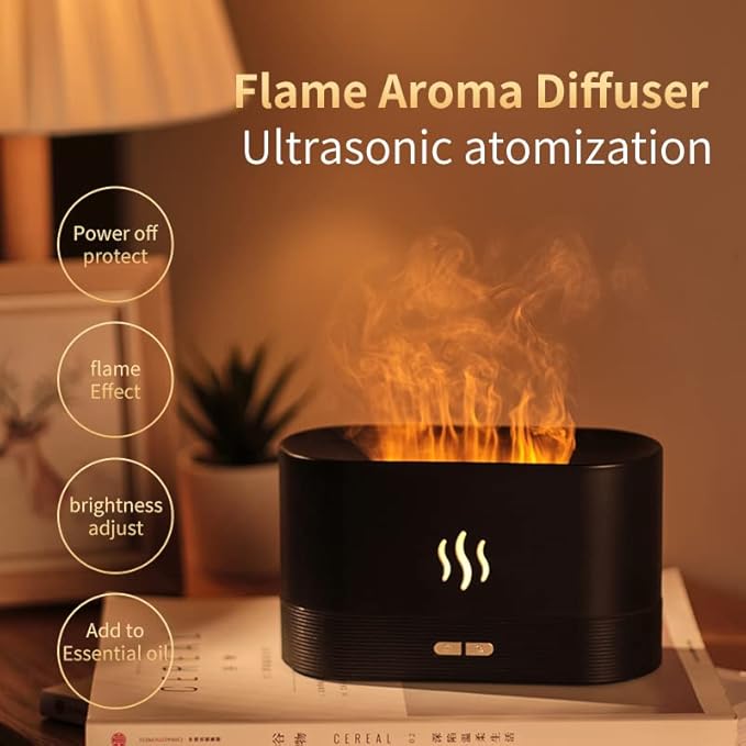 Colorful Flame Air Aroma Diffuser Humidifier, Upgraded 7 Flame Color Noiseless Essential Oil Diffuser for Home,Office,Yoga with Auto-Off Protection 180ml (8Hours White) - Image 7