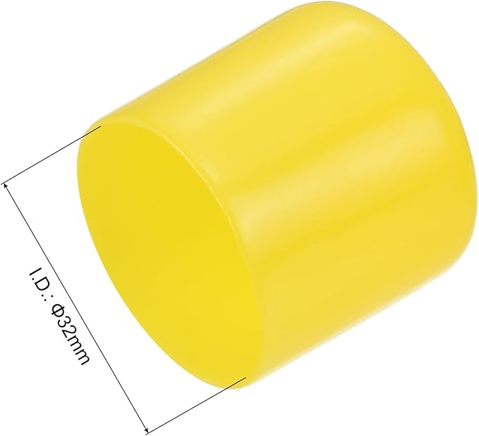 uxcell 20pcs Rubber End Caps 32mm(1 1/4") ID Vinyl PVC Round Tube Bolt Cap Cover Screw Thread Protectors Yellow - Image 3