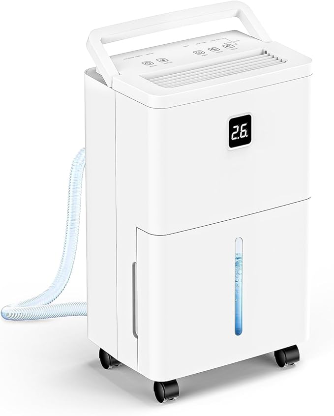 25 Pint Dehumidifier for Basement, Up to 3000 Sq.Ft, Quiet Dehumidifier with Drain Hose, Humidity Control, 24H Timer, Ideal for Bedroom, Bathroom, Room by Unknown