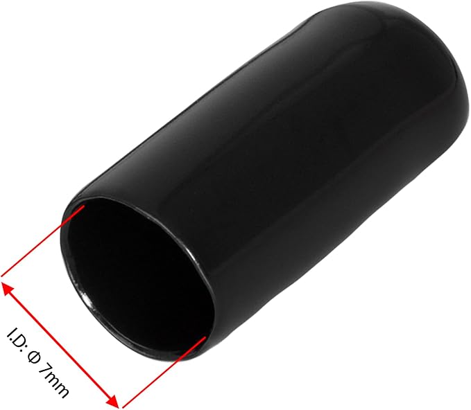 20 PCS Black Round Vinyl Rubber End Caps Kits, Flexible Screw Thread Protectors Safety Cover for Metal Tubing Rod Bolt, 7mm (7/25 inch) - Image 2