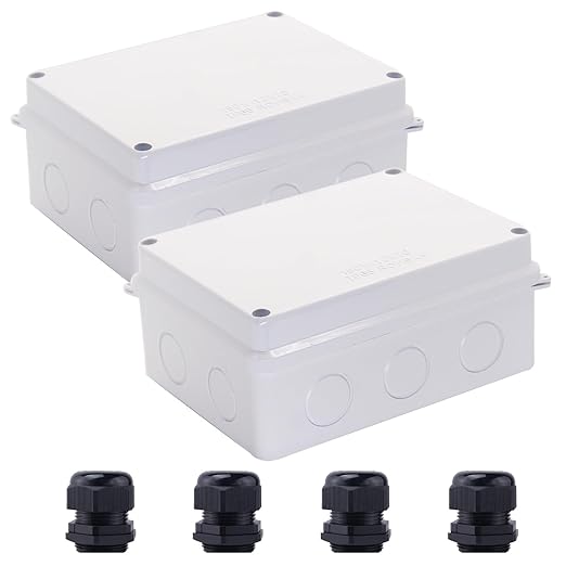 Electrical Box, 2 PCS Outdoor Waterproof Box IP65 Junction Box with Reserved Holes,ABS Plastic Project Box Power Cord Enclosure White 5.9 x 4.3 x 2.8 inch(150x110x70mm) by LuSumtly