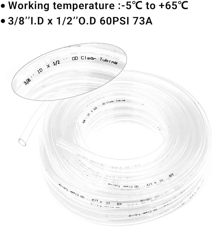 3/8’’ ID × 1/2’’ OD - 50 ft Clear Plastic Vinyl Tubing,Hybrid PVC Tubing Lightweight Non-Toxic vinyl Tube UV Chemical Resistant - Image 5