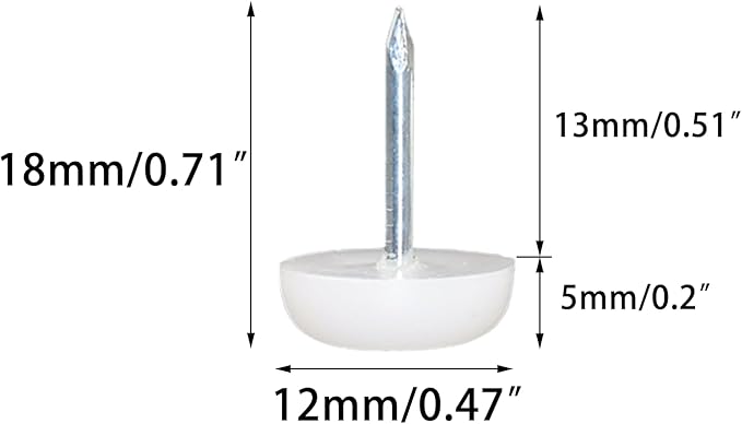 50 Pcs Furniture Feet Nail Plastic Glide Nails Round Chair Table Leg Protector Pads 0.47×0.47inch White - Image 2