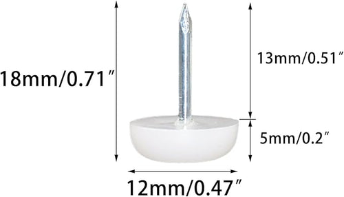 100 Pcs Furniture Feet Nail Plastic Glide Nails Round Chair Table Leg Protector Pads 0.47×0.47inch White - Image 2