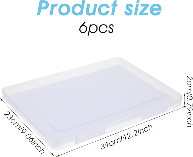 6 Pack A4 File Portable Project Case, Plastic Storage Box for Letter A4 Paper, Clear Paper Organizer Storage Box, Scrapbook Papers Storages Boxes, Portable Document Holder with Buckle - Image 2