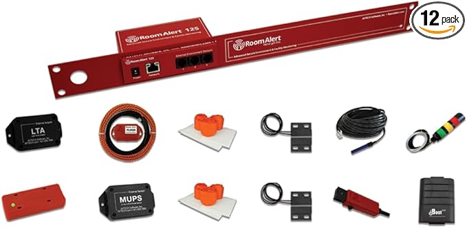 Room Alert 12SR Proactive Secure Environment Monitor - Responder Bundle (Monitor Plus 8 Additional Sensors and Accessories) by RoomAlert