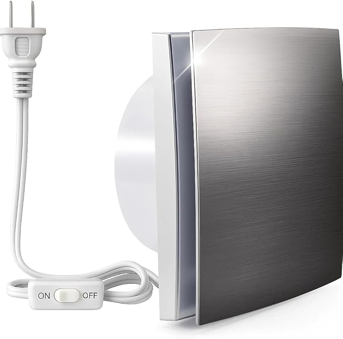 GROWNEER 6” Duct 8" Panel Window Exhaust Fan, 110 CFM Quiet Small Celling Wall Mount Vent Extractor Fan with Switch for Bathroom, Laundry Room, Bedroom, Office by GROWNEER