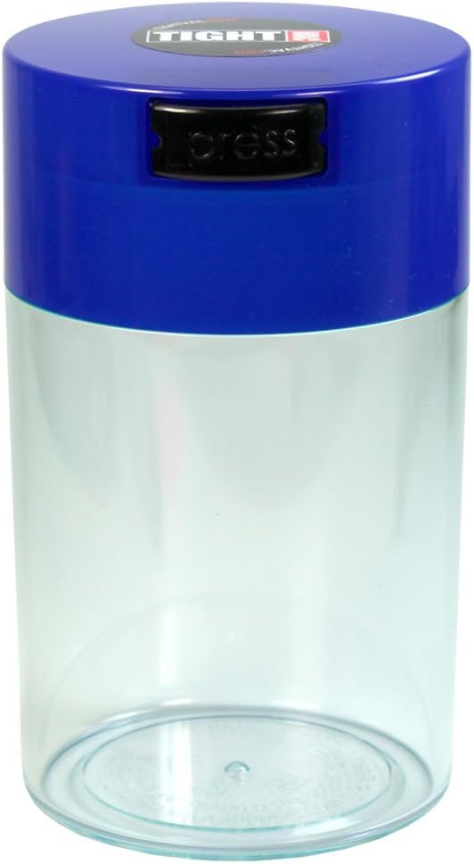 Tightvac - 1 oz to 6 ounce Vacuum Sealed Storage Container - Dark Blue Cap & Clear Body by Tightpac+America+Inc.