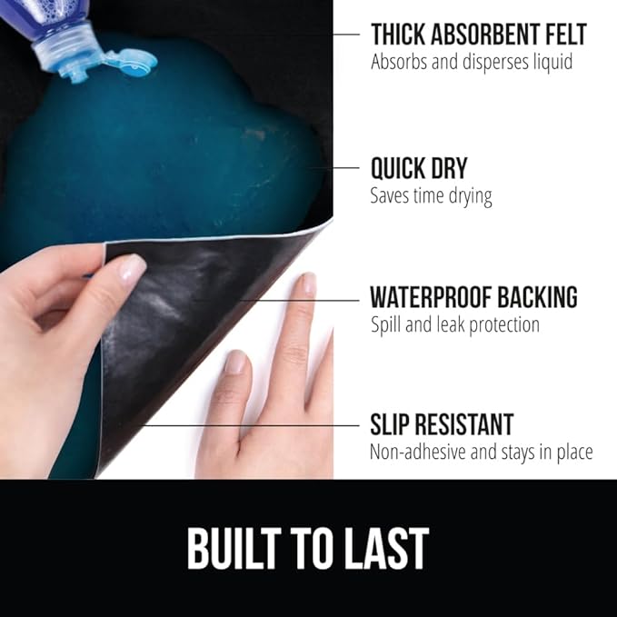 GORILLA GRIP LeakGuard Non-Adhesive Under Sink Mat for Kitchen Cabinet, Waterproof Quick Dry Shelf Liner, Durable Absorbent Felt Mats for Bathroom Sinks, Cabinets, Dresser, Easy to Trim, 24x30 Black - Image 2