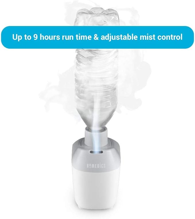 Homedics Ultrasonic Portable Humidifier – Small Air Humidifiers for Bedroom, Plants, Office, Travel – Cool Mist Humidifiers, Uses Standard Water Bottle, White - Image 5