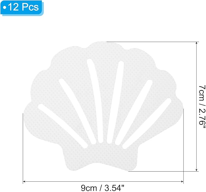 PATIKIL 12 Pcs Non Slip Bathtub Stickers, Anti Slip Shower Stickers Bathroom Shower Floor Decals Sea Shell Shape Cute Treads Tubs, White - Image 2