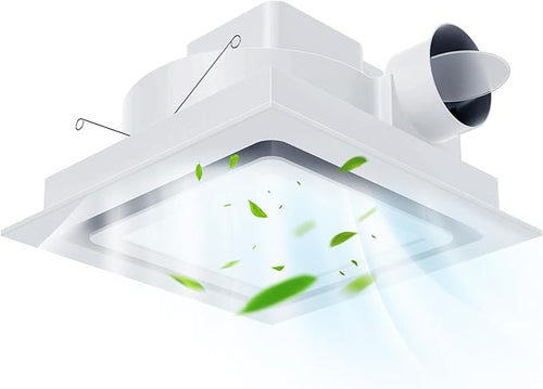 12" Ultra Quiet Bathroom Exhaust Fan with 5500K LED Light, 1.0 Sone 141 CFM, 10x10 Mount, 1500 LM Ceiling Ventilation Fan, Energy Efficient (5500K-White) by BreatheDeeperLiveCleaner