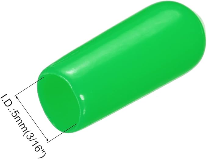 uxcell 20pcs Rubber End Caps 5mm(3/16") ID Vinyl PVC Round Tube Bolt Cap Cover Screw Thread Protectors Green - Image 3