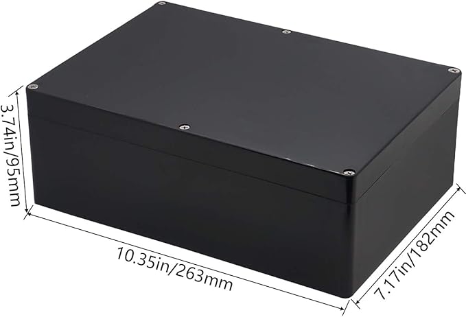 Project Box IP65 Waterproof Junction Box ABS Plastic Black Electrical Boxes DIY Electronic Project Case Power Enclosure 10.35x7.17x3.74 inch(263x182x95 mm) - Image 2