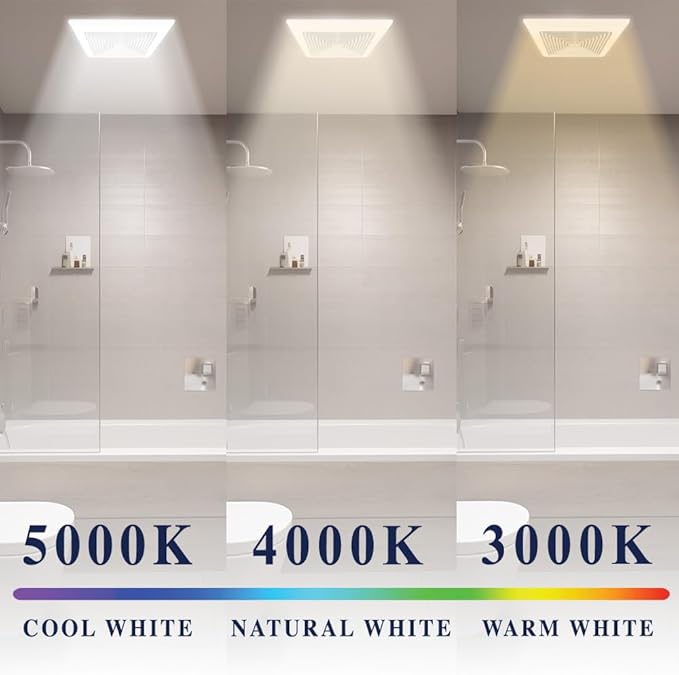BV LED Bathroom Exhaust Fan With Light 110CFM - 1.2 Sones, Ultra Quiet, 800lm | Bathroom Vent Fan 3000K/4000K/5000K, Covers up to 110 sq. ft. | 4 Inch Duct Collar, Easy Install & Replace - Image 2