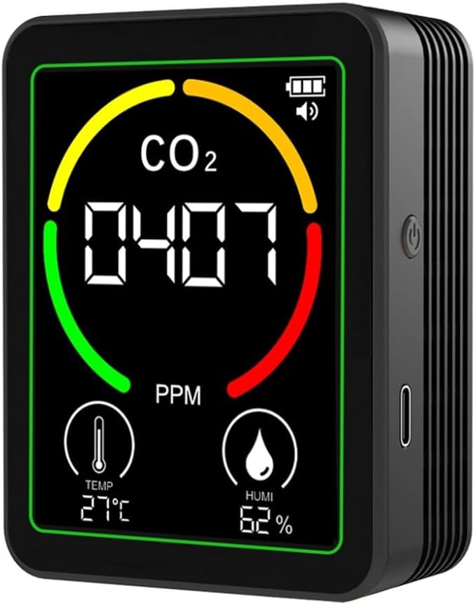 Air Quality Monitor Indoor-Portable Indoor Air Quality Meter, 3-in-1 Indoor Air Quality Monitor with Carbon Dioxide Detector, Temperature and Humidity Sensor, LCD Display(Black) by Unknown