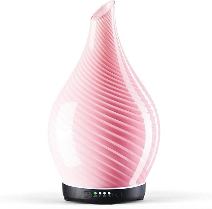 Porseme 280ml Essential Oil Diffuser Glass Color Changing Aroma Air Diffusers Aromatherapy Ultrasonic Cool Mist Humidifier 7 Running Hours Waterless Auto-Off for Sleeping, Yoga, Spa (Pure Pink) by Porseme
