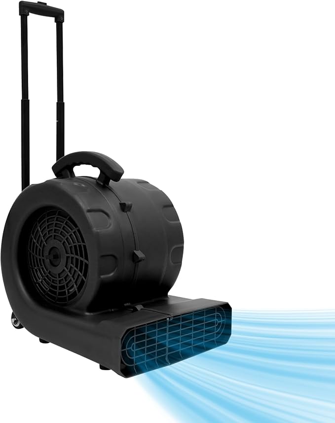 750W Air Mover Blower Fan, 3-Speed Carpet Dryer Fan with Casters and Telescopic Pull Rod, Centrifugal Air Mover for Home Commercial, and Janitorial Use - Image 2