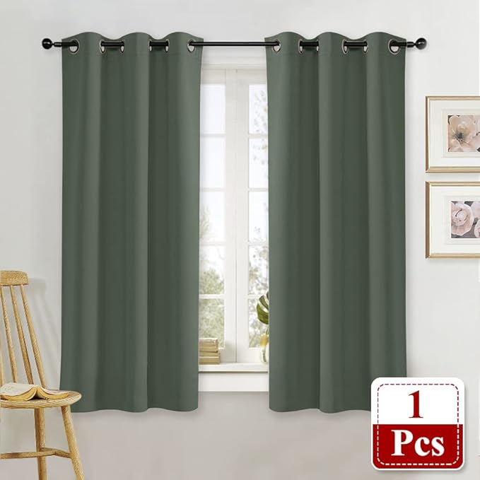 NICETOWN Dark Mallard Blackout Kitchen Drape for Nursery Home Fashion Thermal Insulated Blackout Room Darkening Curtain/Drapery with Ring Top (Single Panel, 42 by 63 inches) - Image 2