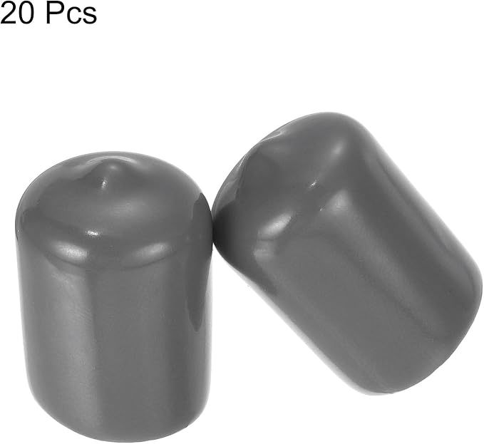 uxcell 20pcs Rubber End Caps 15mm ID Vinyl PVC Round Tube Bolt Cap Cover Screw Thread Protectors Dark Grey - Image 2
