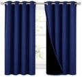 NICETOWN 100% Blackout Curtains with Black Liners, Thermal Insulated 2-Layer Lined Drapes, Energy Efficiency Small Window Draperies for Dining Room (Royal Blue, 2 Panels, 52 inches W by 54 inches L) by NICETOWN