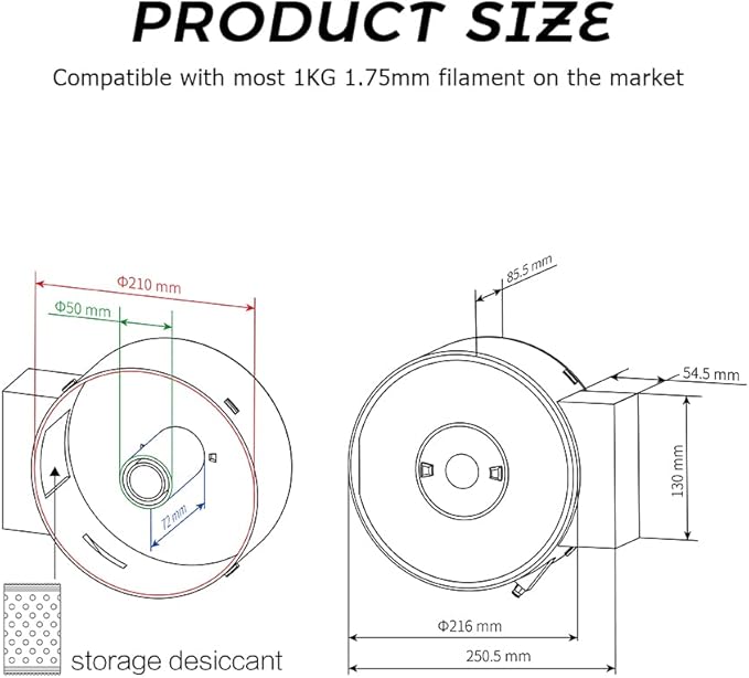 R QIDI TECHNOLOGY Filament Dryer Box, Filament Storage Box for 3D Printer Filament, Keeping Filaments Dry During 3D Printing, Compatible with 1.75mm PA12-CF, PLA, PETG, ABS, UltraPA, S-White, etc - Image 6