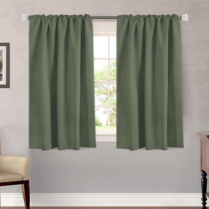 H.VERSAILTEX Blackout Curtains Thermal Insulated Window Treatment Panels Room Darkening Blackout Drapes for Living Room Back Tab/Rod Pocket Bedroom Draperies (2 Panels, Bronze Green, 52 x 54 Inch) - Image 2