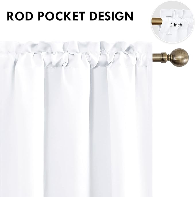 DWCN White Curtains for Living Room Thermal Insulated, 50% Light Blocking Curtains for Bedroom, Dining Room Window, W 42x L 72 Inch, Set of 2 Rod Pocket Curtain Panels - Image 4